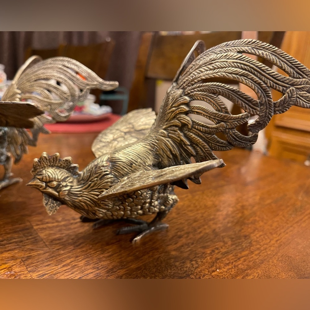Elegant Brass rooster set Figurines - Picture 4 of 8